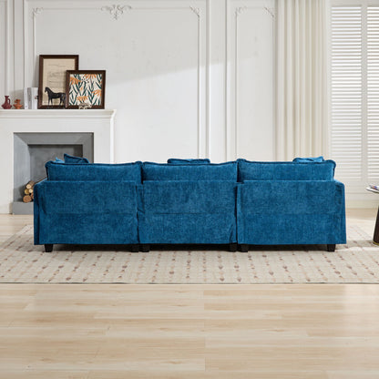 Cloud Sofa 3 Seats (Ottoman is not included), Modern Sectional Couch, for Living Room Bedroom and Apartment, Comfy Double Layer Upholstered Seat Cushion, Breathable Chenille Fabric,Blue,SW5013BL image 5