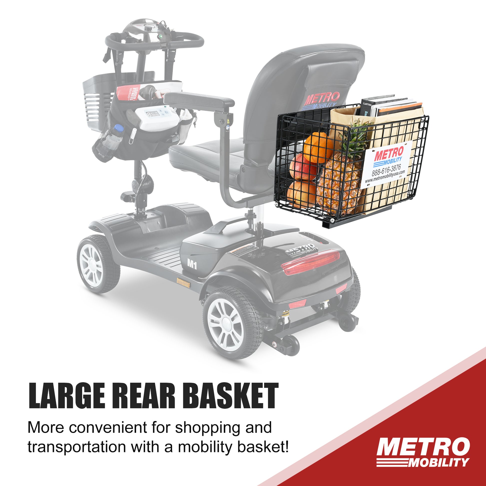 Four wheels Compact Travel Mobility Scooter with 300W Motor for Adult-300lbs, Gloss Black image 11