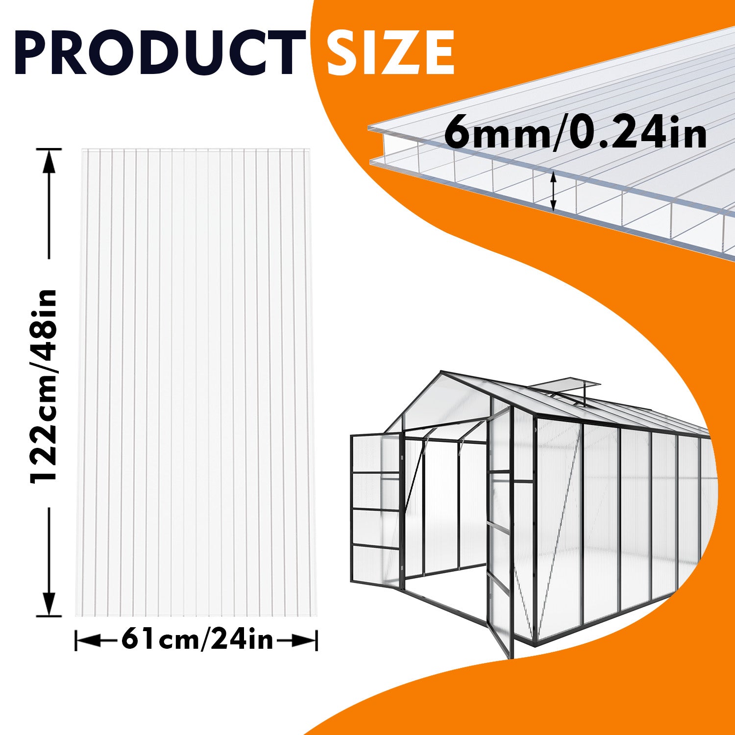 4x2 FT 16PCS Polycarbonate Twin Wall Sheets, Shatterproof UV Blocking Greenhouse Cover Panels, Lightweight Insulated Roof Panels for Outdoor Garden, Patio and Balcony Use image 11