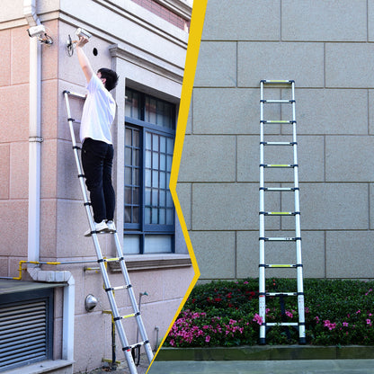 8.5FT telescopic ladder, telescopic aluminum alloy multi-purpose folding telescopic ladder with hooks and triangular support frame, suitable for outdoor work at home or RV image 7
