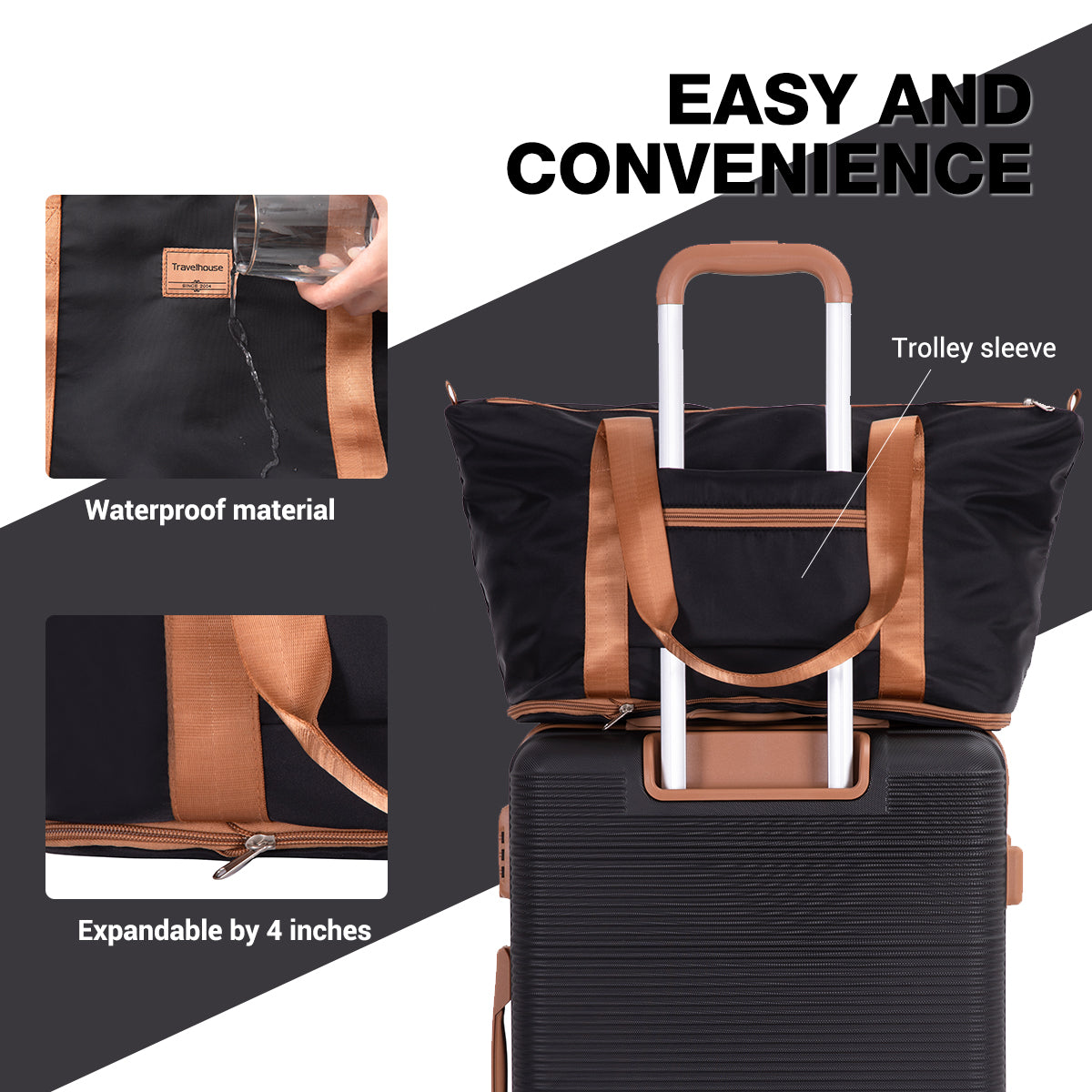 6 Piece Hardshell Luggage Set Hardside Lightweight Suitcase with TSA Lock Spinner Wheels BLACK image 3
