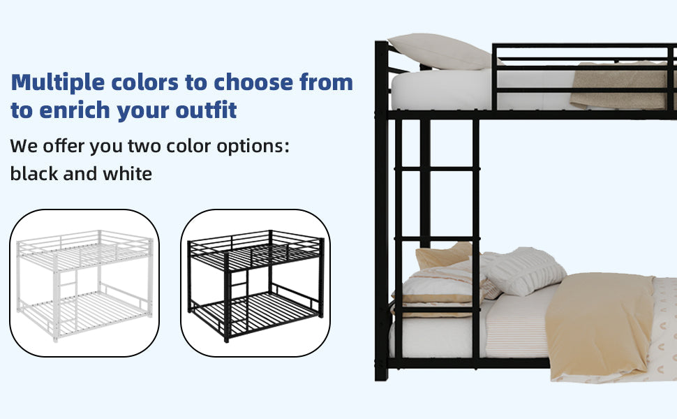 Metal Twin over Twin Bunk Bed/ Heavy-duty Sturdy Metal/ Noise Reduced/ Safety Guardrail,Black image 6