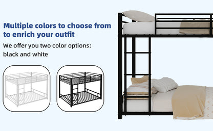 Metal Twin over Twin Bunk Bed/ Heavy-duty Sturdy Metal/ Noise Reduced/ Safety Guardrail,Black image 6