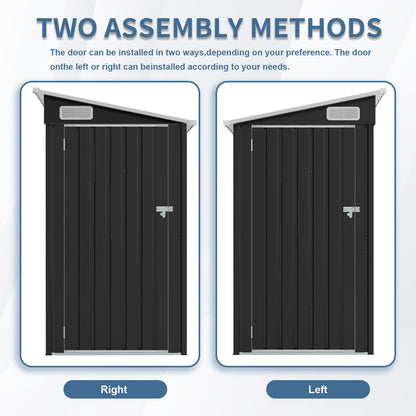 4 x 8 FT Galvanized Steel Outdoor Storage Shed with 3 Access Doors, Ventilated Weatherproof Metal Utility Shed for Garden Tools, Bikes & Patio Equipment,Black(3.58*7.41 ft) image 6