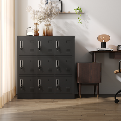 9-Door Employee Storage Locker, Metal Lockers for Office, Gym, School, and Homewith Card Slot (Black) image 2