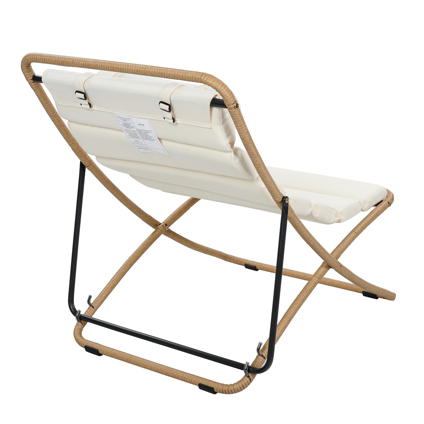 TREXM 2-Pieces Outdoor Folding Chair, Rattan-Wrapped Patio Chair with Adjustable Backrest, Thick Cushion, and Detachable Headrest,for the Poolside, Beach, Backyard, Decck, and Camping (Yellow) image 9