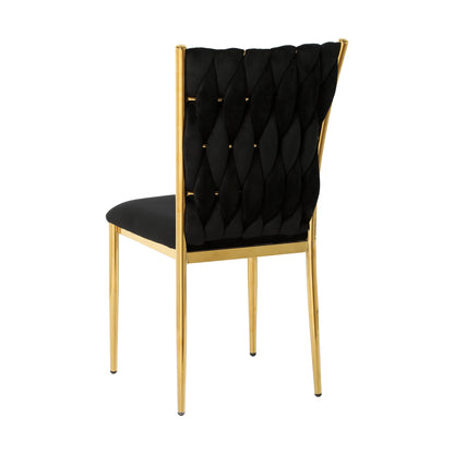 Modern simple black velvet dining chair, family bedroom stool back student table chair, gold-plated metal chair legs, suitable for dining room kitchen bedroom (set of 4) image 11