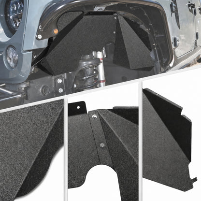4PCS Black Front & Rear Inner Fender Liners Compatible with 2007-2018 Jeep Wrangler JK & JKU Unlimited (2/4 Doors) Steel Fenders Flares Four-piece pack product sizes vary see details image 9