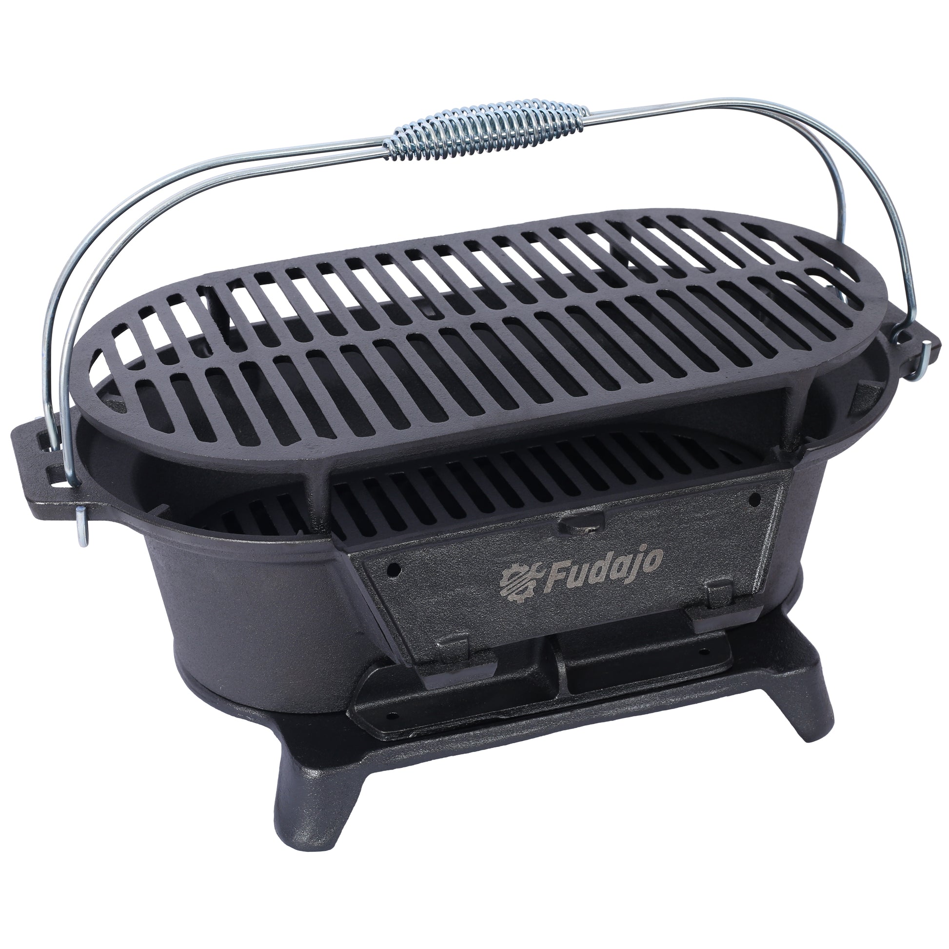 Oval Cast Iron Grill Outdoor, Portable Charcoal Grill and Tabletop Cast Iron Skillet - 100% Cast Iron, Durable, Small Charcoal Grill, Camping Stove, Hibachi Grill image 5