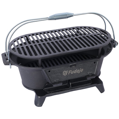 Oval Cast Iron Grill Outdoor, Portable Charcoal Grill and Tabletop Cast Iron Skillet - 100% Cast Iron, Durable, Small Charcoal Grill, Camping Stove, Hibachi Grill image 5