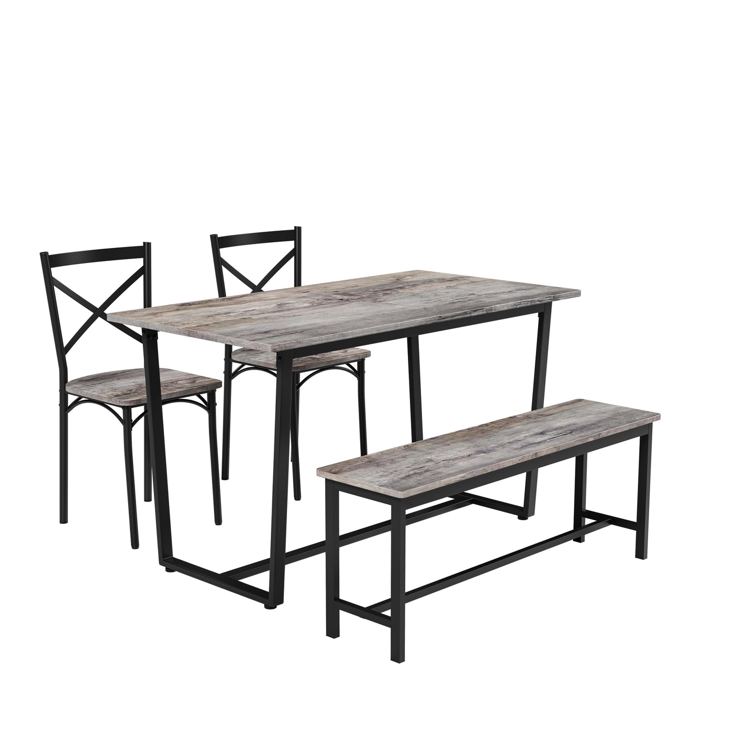 Four-piece set table and chair with backrest, industrial style, solid structure image 4