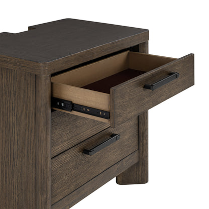Dark Oak 3-Drawer Nightstand with USB image 4