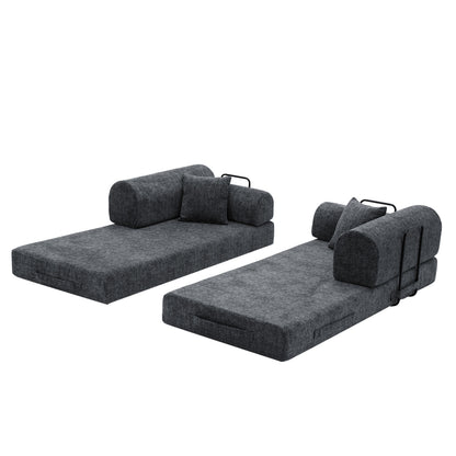 Convertible Sleeper Sofa Bed,two-tone blended fabric Folding Mattress Couch with Fixed-Shape Frame, Floor Sofa Lounge Couch for Living Room Bedroom(Speckled Black) image 8