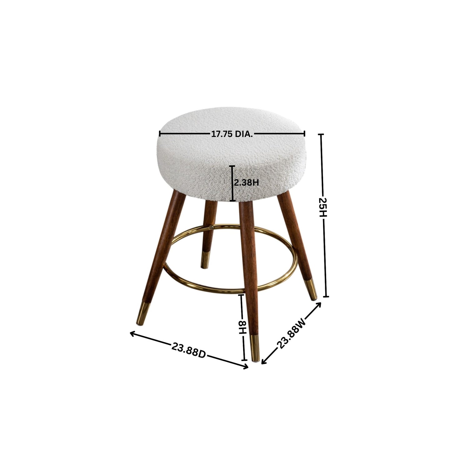 MoMo Boucle Upholstered Counter Height Stool, 360° Swivel image 9