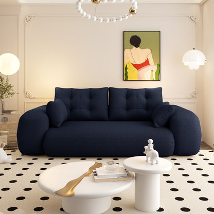 Human Dog Bed, Lazy Sofa Couch, 78.7" Multi-Functional Foldable Sofa Bed, 3-in-1 Sherpa Fleece Fabric Foam-Filled Sleeper Sofa Bed for Living Room,Guest Bed,Playroom,Dark blue image 6