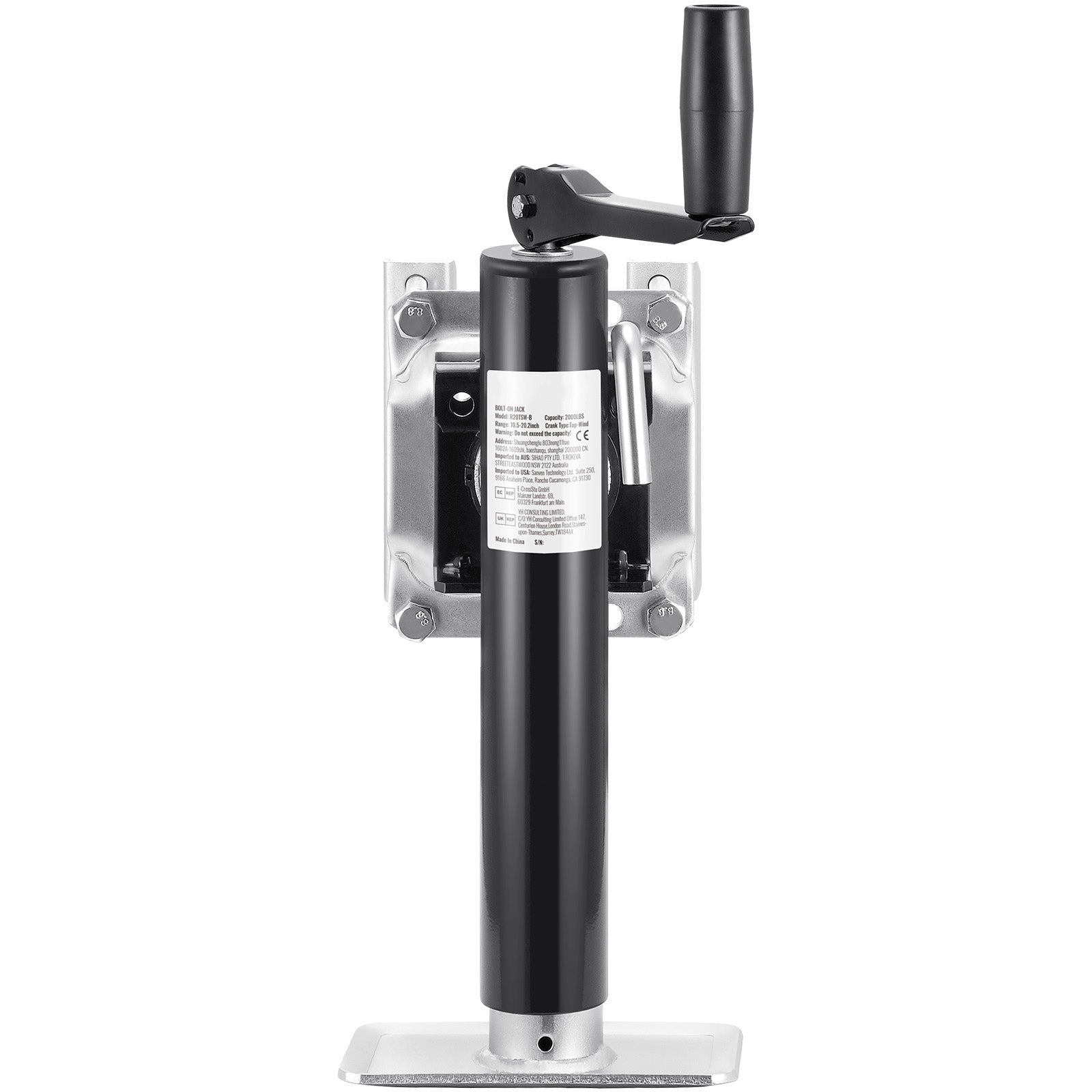 Trailer Jack Bolt-on Trailer Tongue Jack 2000 lbs Dynamic Load 10" Travel image 6