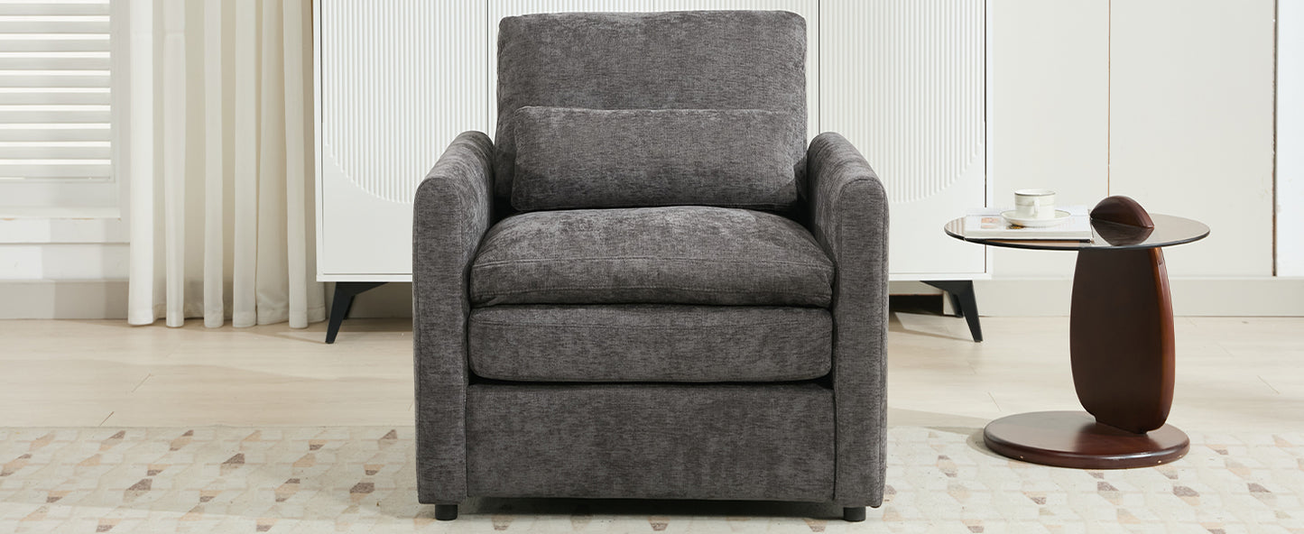 31.9" Cozy Upholstered Armchair Oversized Comfy Cloud Sofa Double Cushion Single Sofa Plush Cushion Armchair for Living Room, Grey image 5