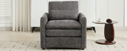 31.9" Cozy Upholstered Armchair Oversized Comfy Cloud Sofa Double Cushion Single Sofa Plush Cushion Armchair for Living Room, Grey image 5
