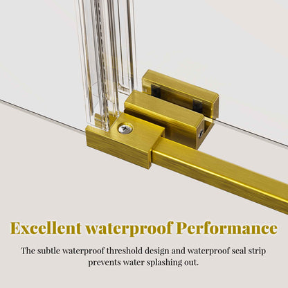 56-60" W * 66" H Frameless Single Sliding Shower Doors, Bathroom Sliding Shower Door With Towel Rail And Auxiliary Handle, 5/16" (8mm) Thick SGCC Tempered Glass Door, Brushed Gold (No Soft-Close) image 7
