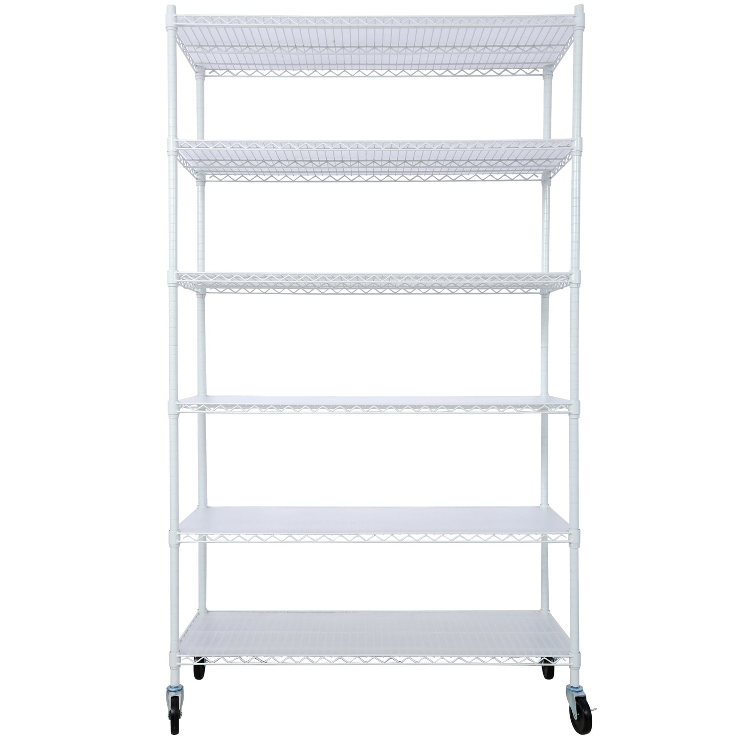 6 Tier 6000lbs Capacity NSF Metal Shelf Wire Shelving Unit, Heavy Duty Adjustable Storage Rack with Wheels & Shelf Liners for Commercial Grade Utility Steel Storage Rack, white - 84"H x 48"L x 20"D image 1