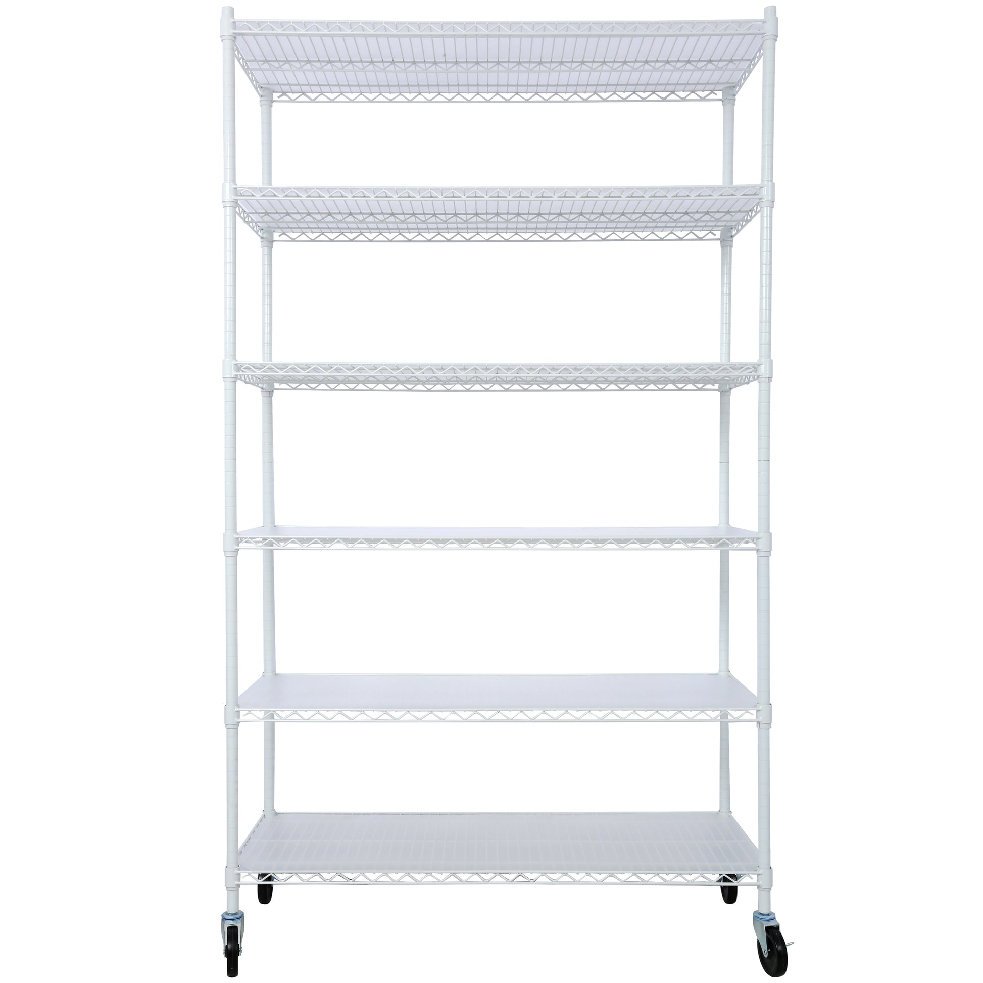 6 Tier 6000lbs Capacity NSF Metal Shelf Wire Shelving Unit, Heavy Duty Adjustable Storage Rack with Wheels & Shelf Liners for Commercial Grade Utility Steel Storage Rack, white - 84"H x 48"L x 20"D image 1