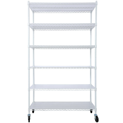 6 Tier 6000lbs Capacity NSF Metal Shelf Wire Shelving Unit, Heavy Duty Adjustable Storage Rack with Wheels & Shelf Liners for Commercial Grade Utility Steel Storage Rack, white - 84"H x 48"L x 20"D image 1