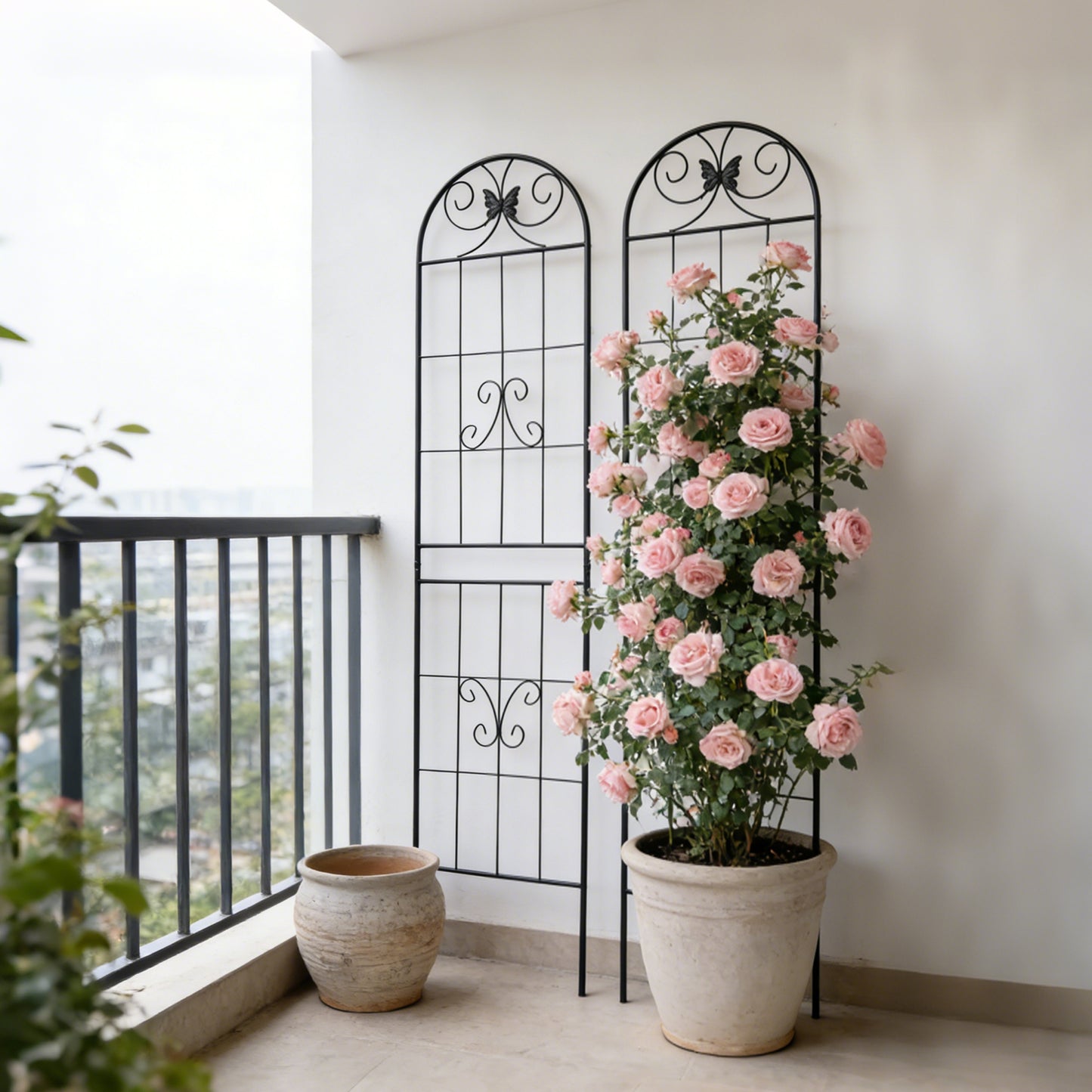 2 Pack Metal Garden Trellis 86.7" x 19.7" Rustproof Trellis for Climbing Plants Outdoor Flower Support Black image 9