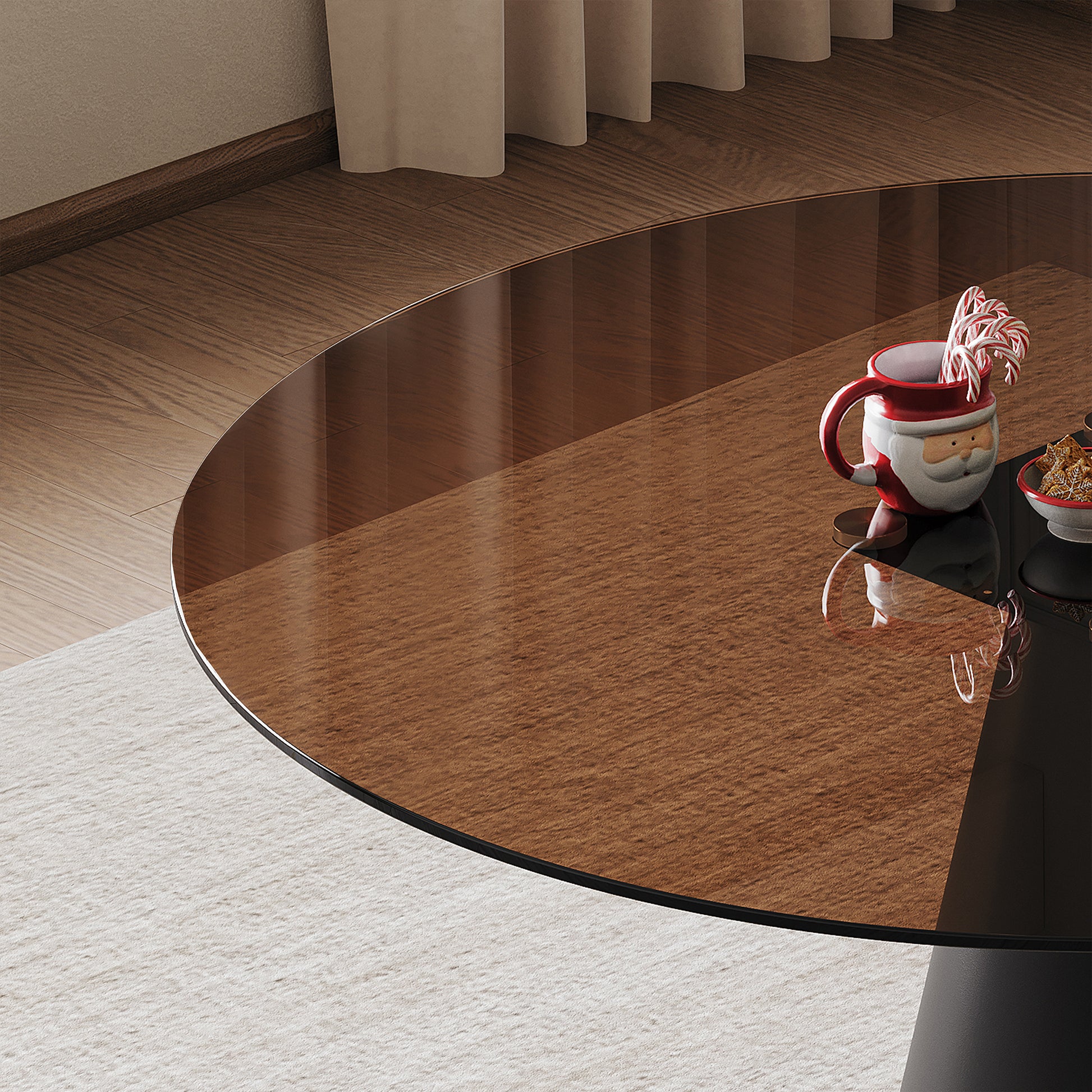 35-inch round glass dining table, with tempered glass tabletop and carbon steel legs. Suitable for 2-4 people. Dark brown small round dining table, suitable for restaurants and apartments. (2 chair) image 10