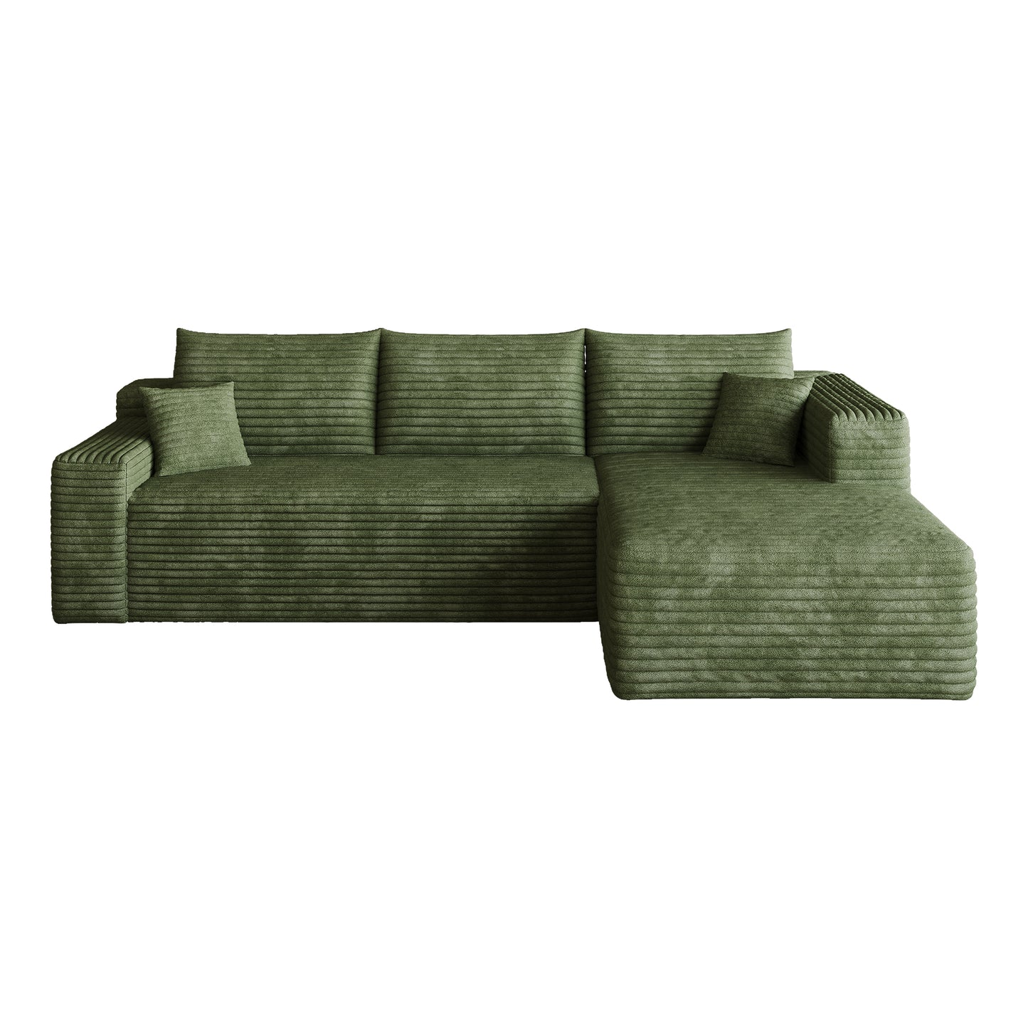 95" Cloud Sectional Sofa,Modern Minimalist Upholstered Couches, Comfort U Shaped Sofa for Living Room,Deep Seat Corner Couch,No Assembly Required,Green((Plush Corduroy Fabric) image 7