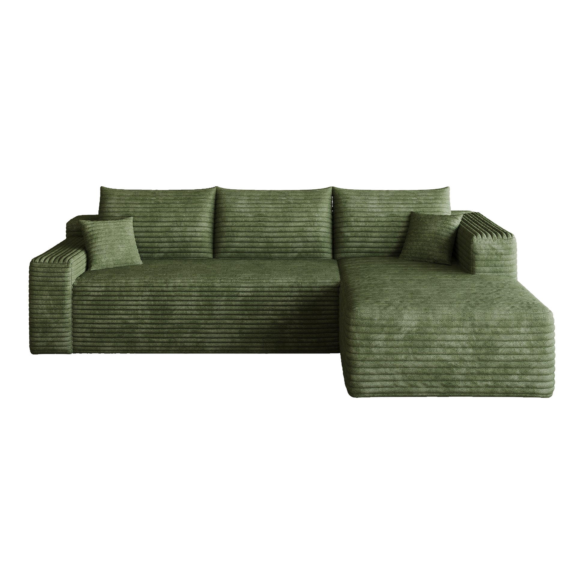 95" Cloud Sectional Sofa,Modern Minimalist Upholstered Couches, Comfort U Shaped Sofa for Living Room,Deep Seat Corner Couch,No Assembly Required,Green((Plush Corduroy Fabric) image 7
