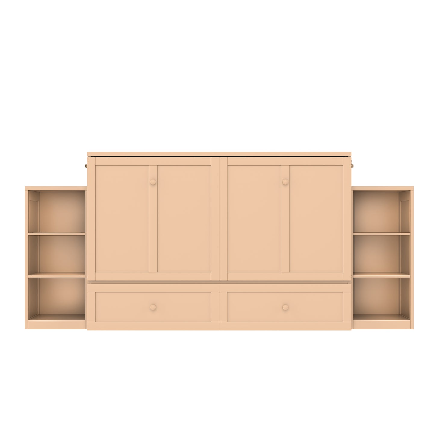 Queen size Murphy bed with spacious storage drawers and shelves, Ideal for guest rooms or compact bedrooms,Golden image 7