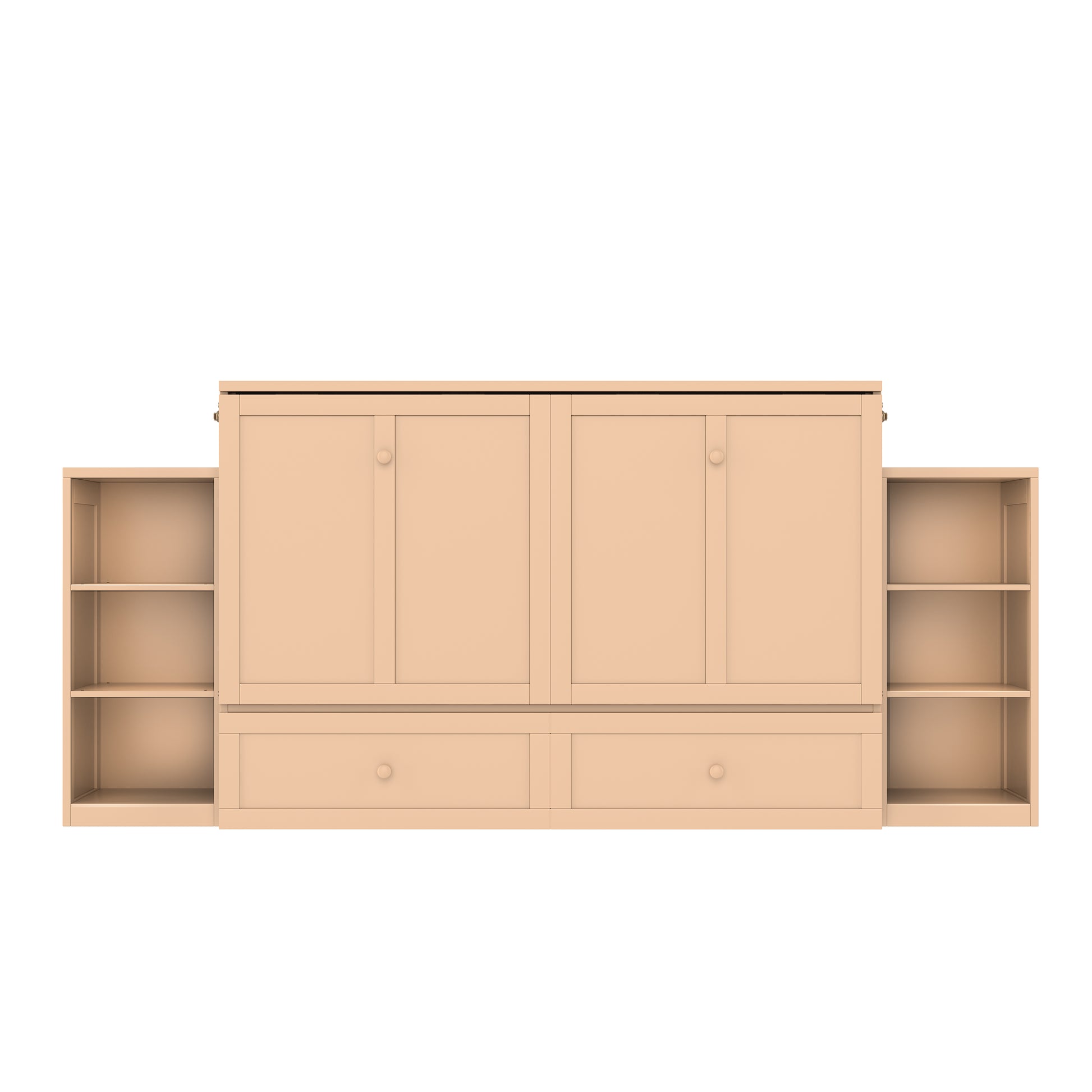Queen size Murphy bed with spacious storage drawers and shelves, Ideal for guest rooms or compact bedrooms,Golden image 7