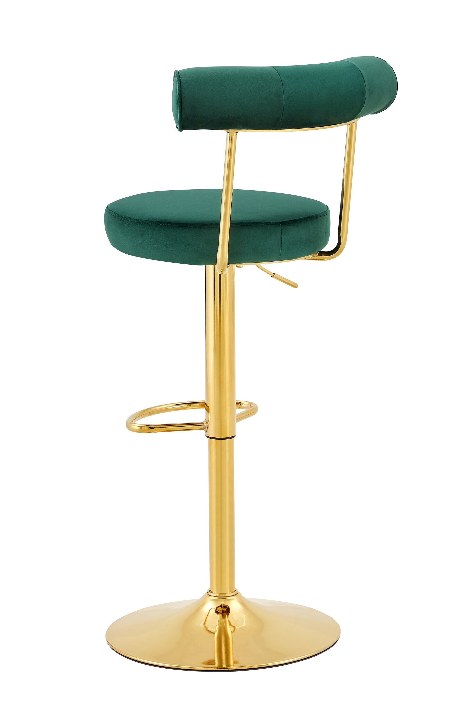 Soft Velvet Upholstered Swivel Adjustable Bar Chair with electroplated gold legs- Dining Room Living Room Bar Cafe Reception Desk Bar Stool(Dark Green, Set of 2) image 10