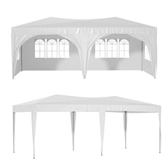 10'x20' Pop Up Canopy Tent with 6 Sidewalls, Ez Pop Up Outdoor Canopy for Parties, Waterproof Commercial Tent with 3 Adjustable Heights, Carry Bag, 6 Sand Bags, 6 Ropes and 12 Stakes, Blue