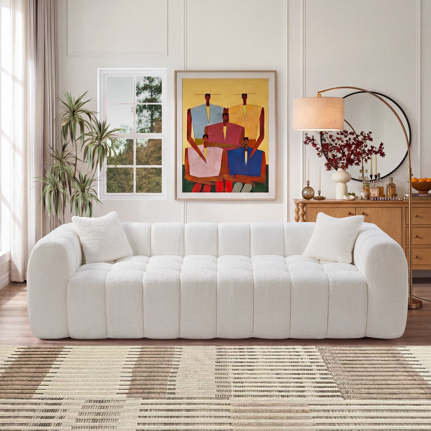 Marshmallow Cloud Compressed Sofa, 102.7" Oversized with Two Cushions, Modern Soft Boucle Sofa for Living Room, Apartment image 1
