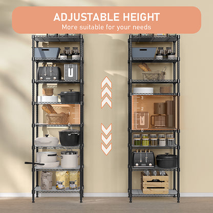 8 Tier 2000 lbs Storage Rack Metal Wire Shelving Unit, Storage Standing Shelf Organizer for Laundry Bathroom Kitchen Pantry Closet Garage Basement Utility Room, Black 13.8" D x 23.6" W x 79.5" H image 2