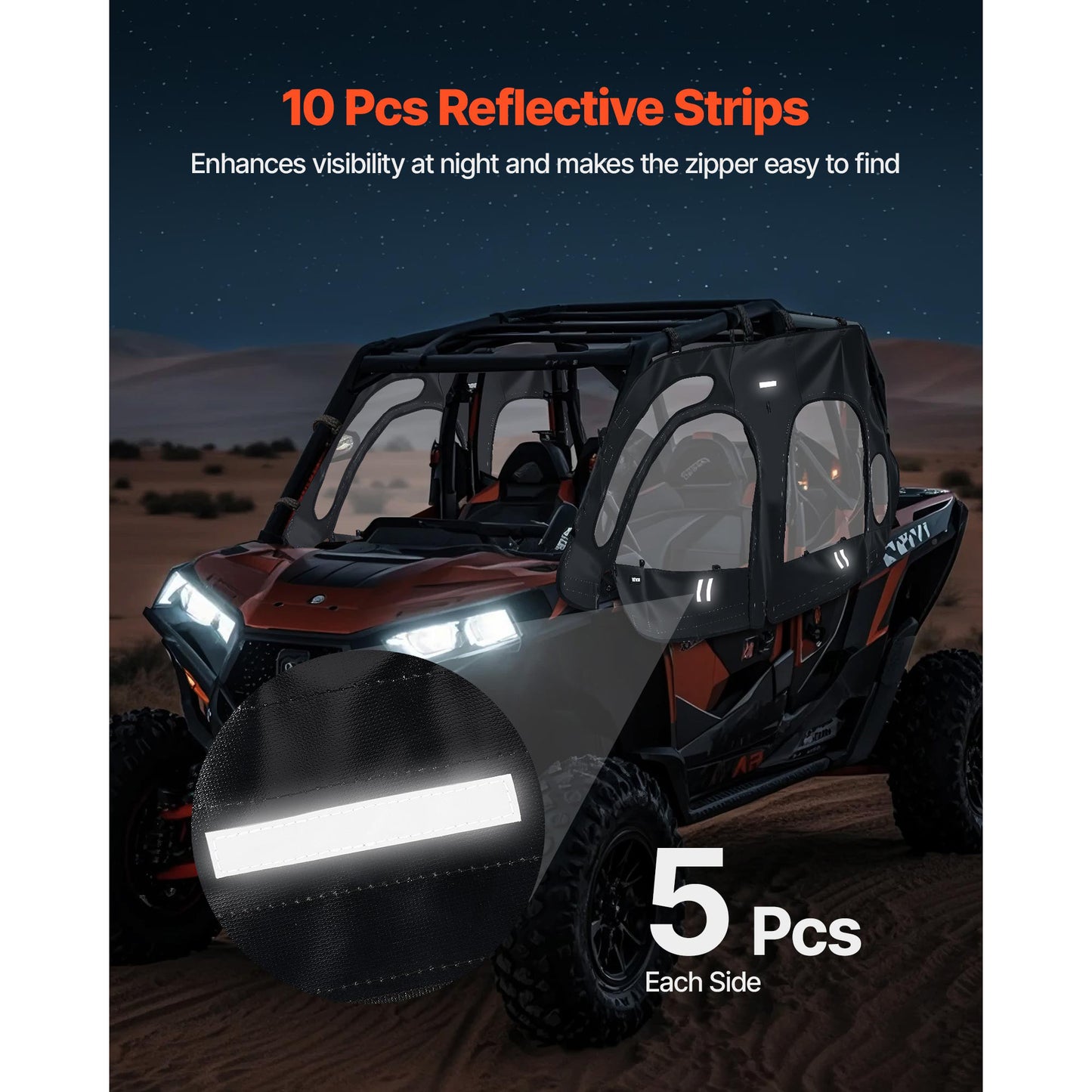 UTV Cab Enclosure Upper Doors Zipper for Polaris RZR XP4 1000/Turbo 2014-2023 image 8
