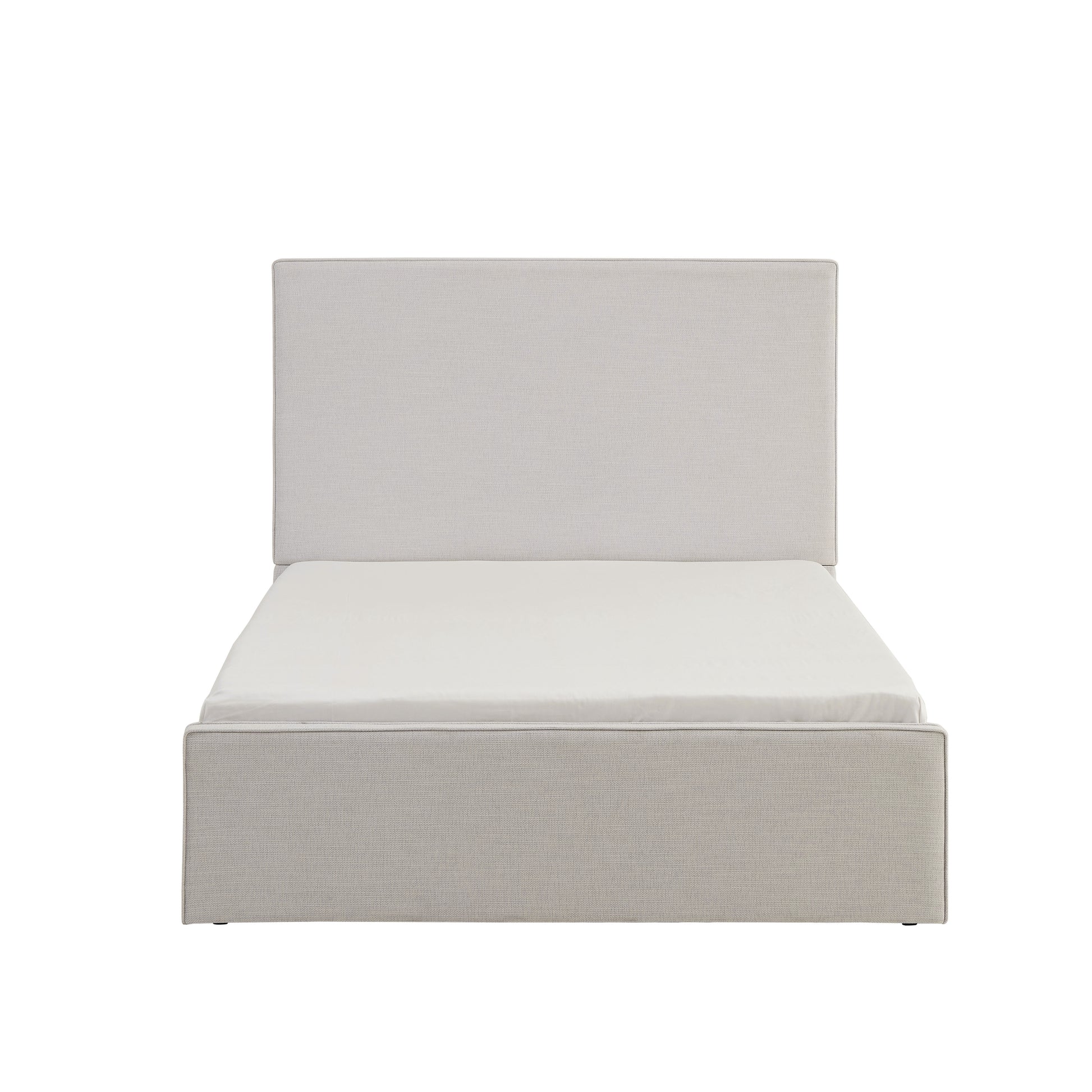 Lucas Tall Headboard Upholstered Bed / 52" High Headboard / Elegant Simplicity / No Box Spring Needed / Easy Assembly / King / Textured Ivory Canvas image 6