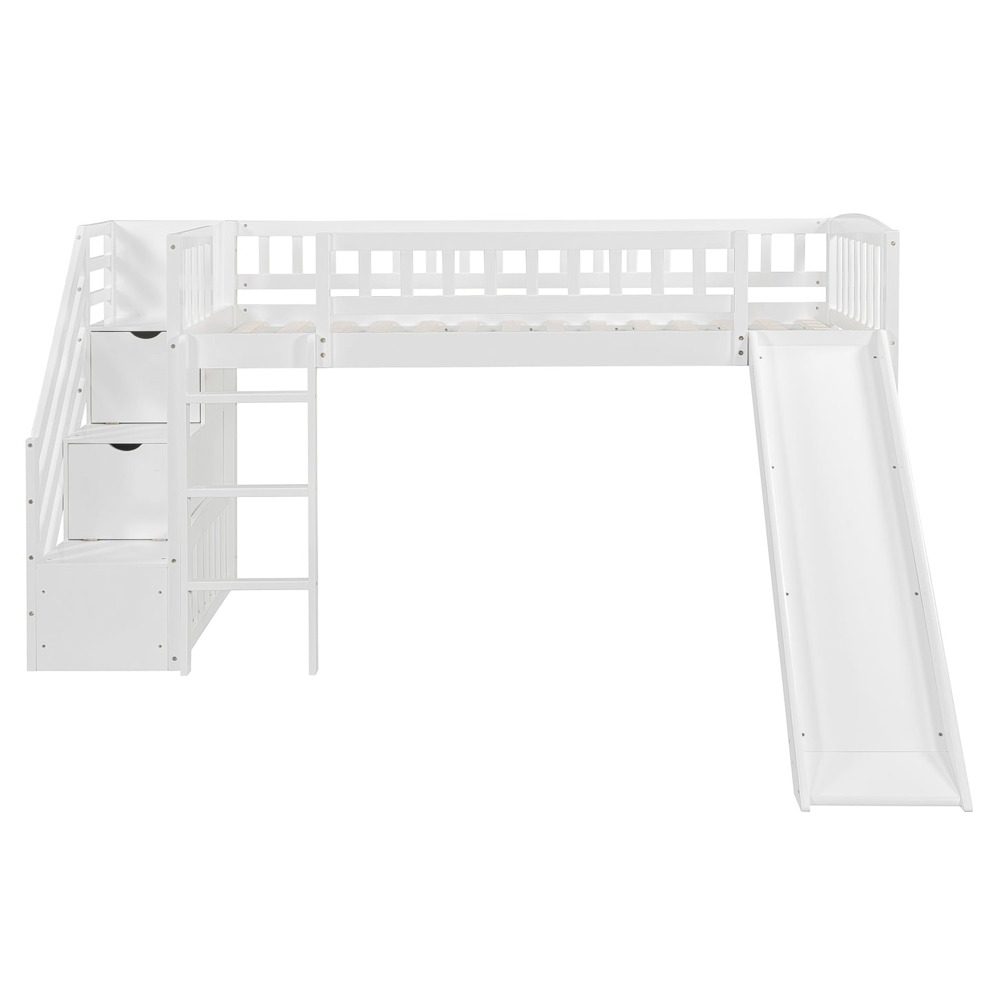Stairway Twin Size Loft Bed with Two Drawers and Slide, White(OLD SKU:LT000515AAK-1) image 9