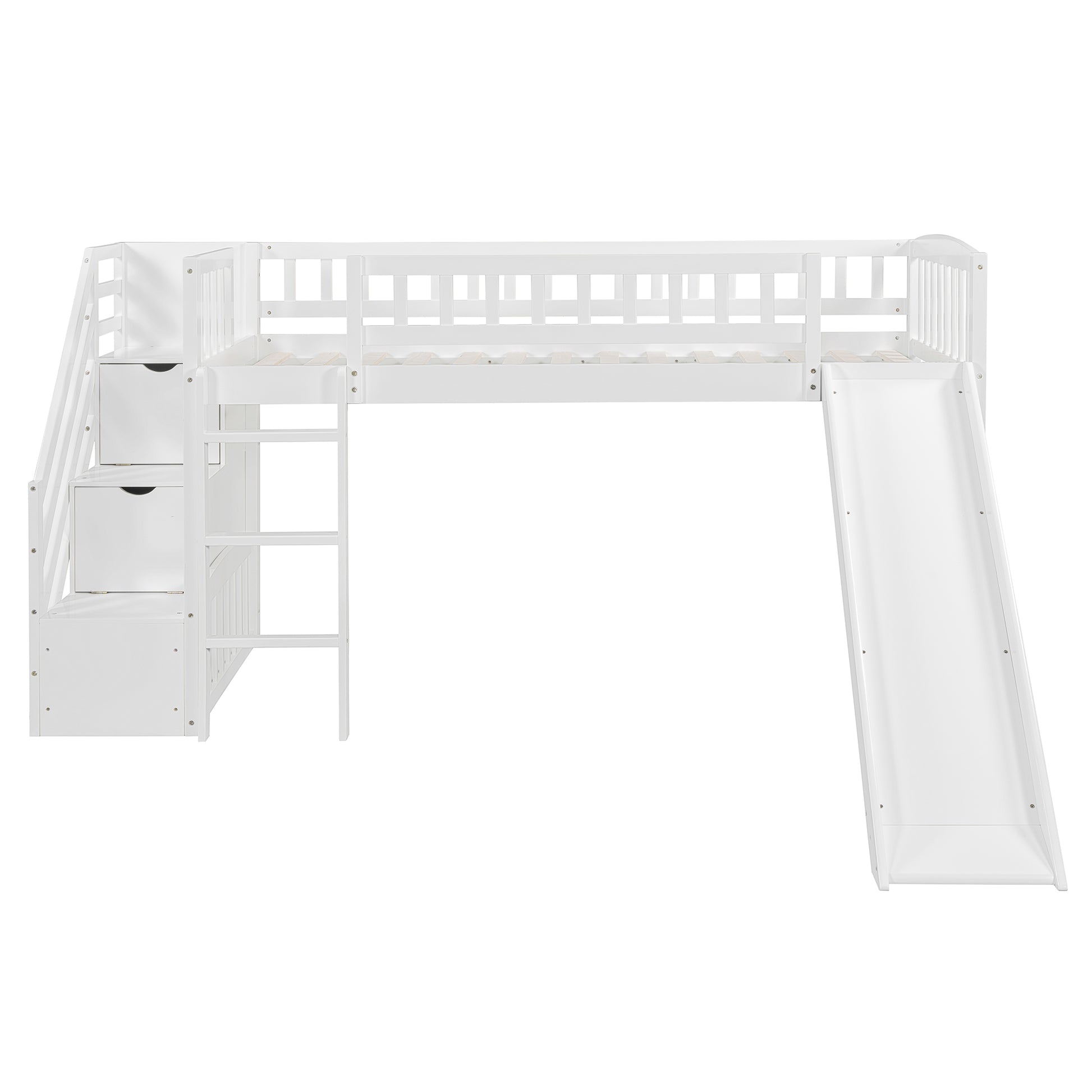 Stairway Twin Size Loft Bed with Two Drawers and Slide, White(OLD SKU:LT000515AAK-1) image 9