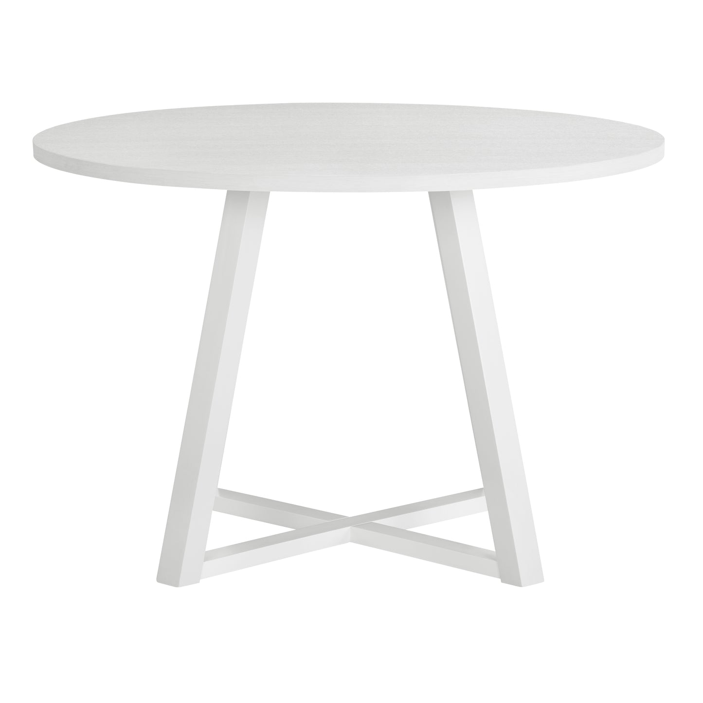 Edo Contemporary Round Dining Table, Trestle Base, White Finish image 5