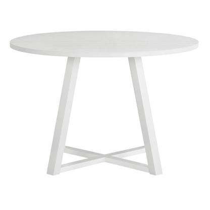 Edo Contemporary Round Dining Table, Trestle Base, White Finish image 5