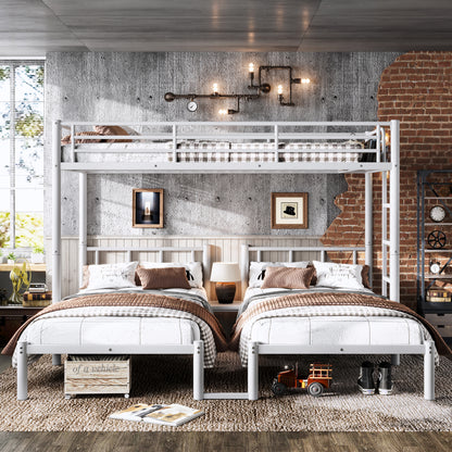 Twin over Twin & Twin Bunk Beds for 3, Twin XL over Twin & Twin Bunk Bed Metal Triple Bunk Bed, White image 3