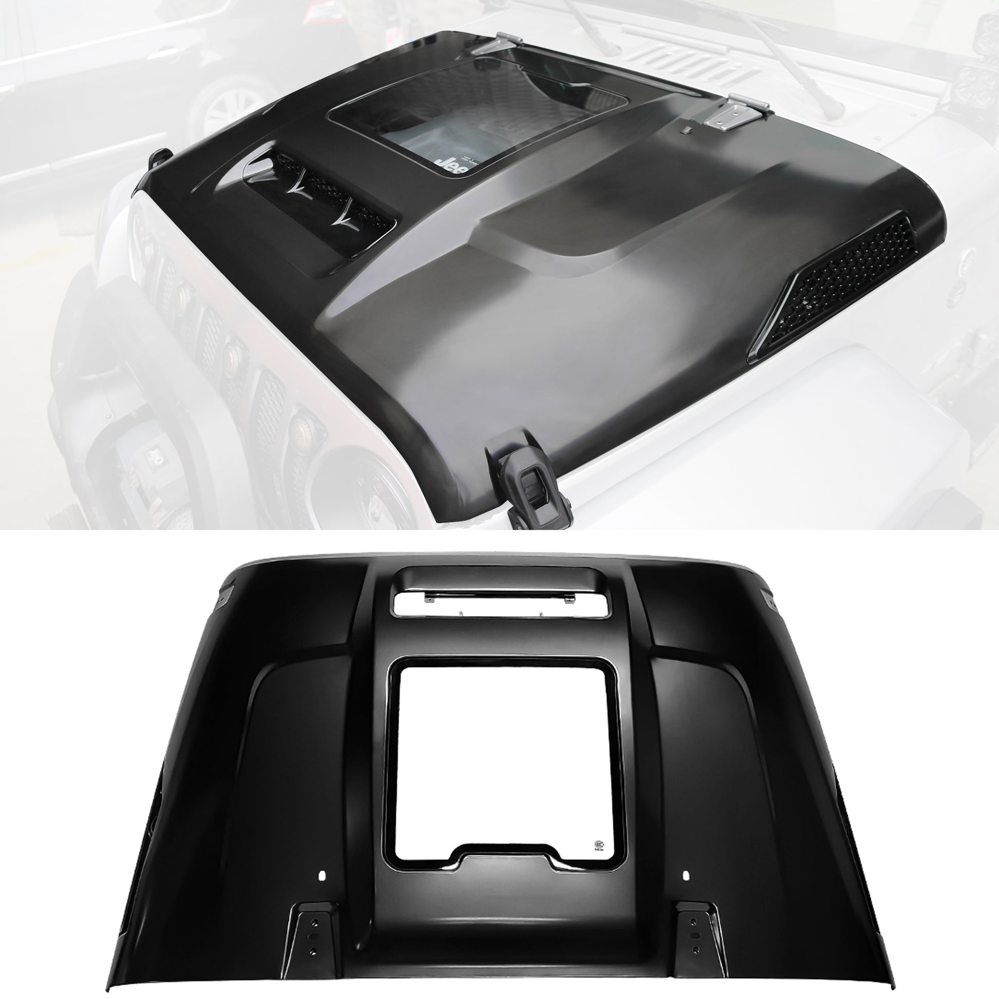 Replacement Hood Vented Heat Dispersion for 2007-2017 Jeep Wrangler JK JKU Hood Upgrade image 1