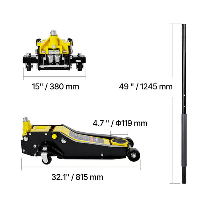 Low Profile Floor Jack, 4 Ton (8818 lbs) Capacity, Steel Racing Floor Jack with Dual Pistons Quick Lift Pump, Hydraulic Trolley Car Lift for Sport Utility Vehicle, Lifting Range 3.9-21.5 Inches image 8