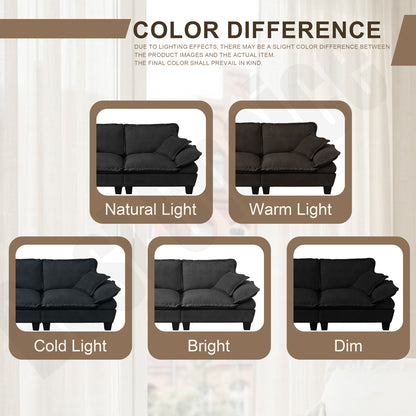 Modular Sectional Sofa, L-Shape Cloud Couch with Sailboat Design, 1 Movable Ottomans & 2 Soft Pillows Included, Comfy Chenille for Apartment Living Room, Black image 7