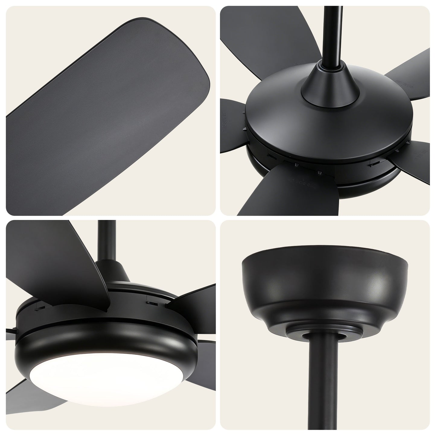 42 inch Ceiling Fans with Lights, Quiet DC Motor, Screw-Free for Blade Installation Reversible Ceiling Fan with Remote Control for Bedroom/Living Room-Black image 3