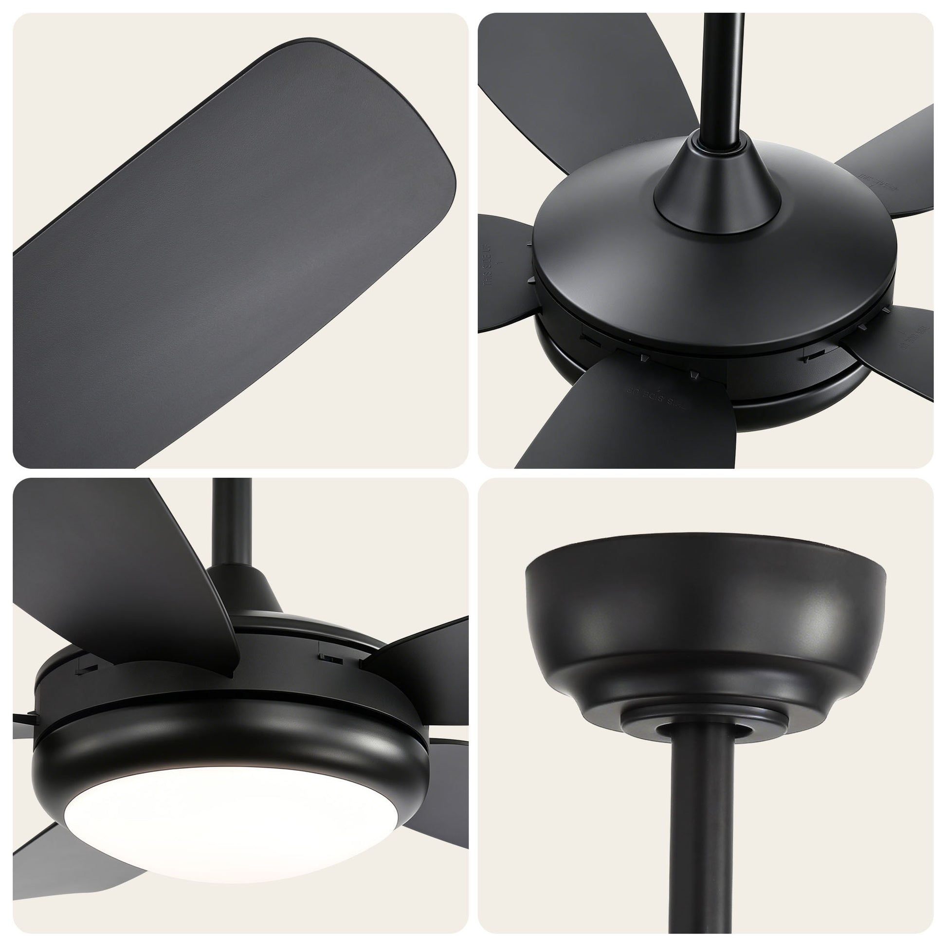 42 inch Ceiling Fans with Lights, Quiet DC Motor, Screw-Free for Blade Installation Reversible Ceiling Fan with Remote Control for Bedroom/Living Room-Black image 3