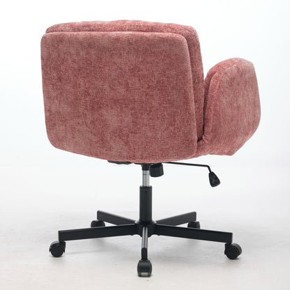 Modern Chenille Swivel Office Chair, Height Adjustable Task Chair with Convertible Multi-Position Armrests, Comfy Double Cushioned Desk Chair for Home, Study,Vanity & Living Room, Blush Pink,SW5028PK image 6