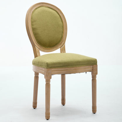 A&A Furniture,French Style Solid Wood Frame Antique Painting Linen Fabric Back Dining Chair,Set of 2,SW1845OL,Olive Green image 3